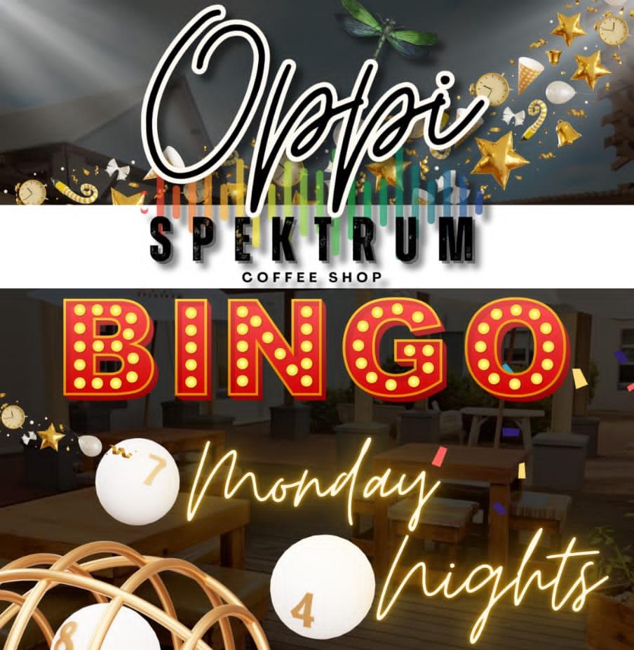 Bingo at  Oppi Spektrum Coffee Shop in Jeffreys Bay