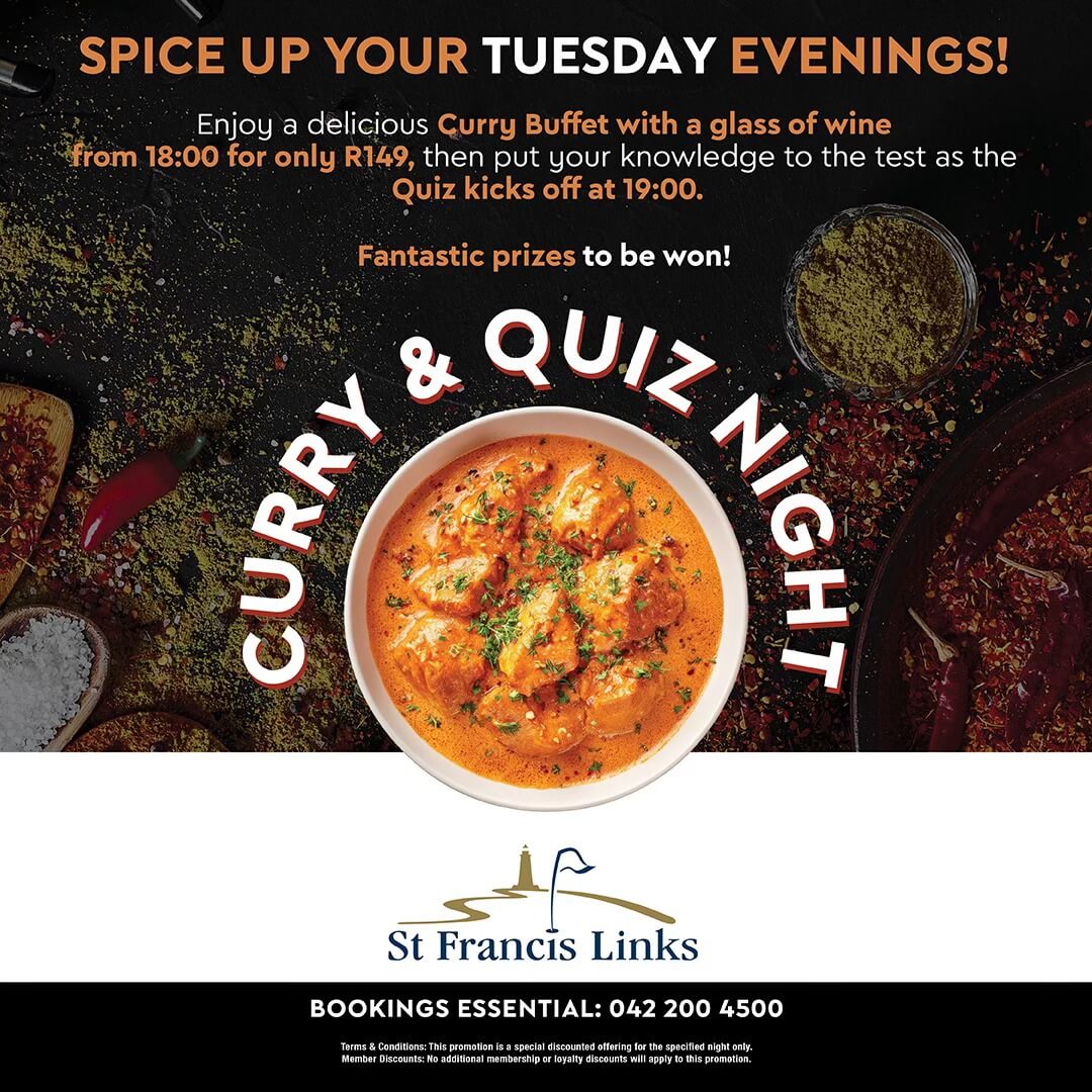 Curry & Quiz Night at  St Francis Links in St Francis Bay